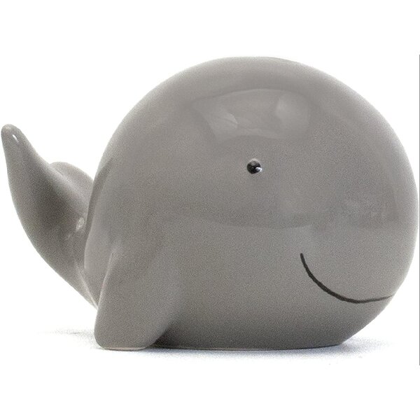 Whale Baby's First Bank Soft Blue 6 x 4 Glossy Ceramic Toy Money Bank 