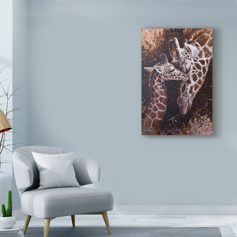 World Menagerie Baby Giraffes Acrylic Painting Print On Wrapped