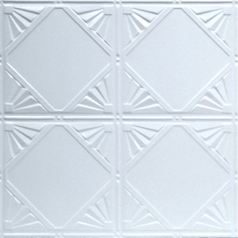 Shanko Pre Painted 23 75 X 23 75 Metal Tile In White