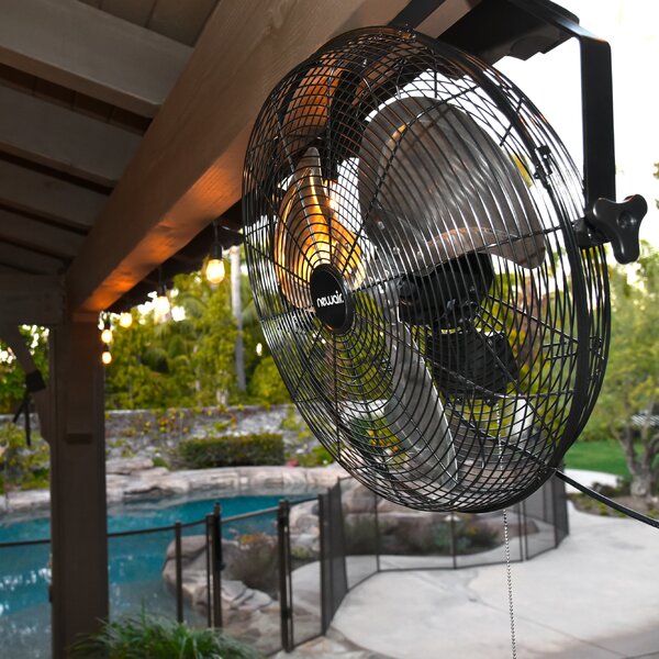 Wall Mount Fan Oscillating 18 Inch 3 Speed Indoor Outdoor With Remote Control