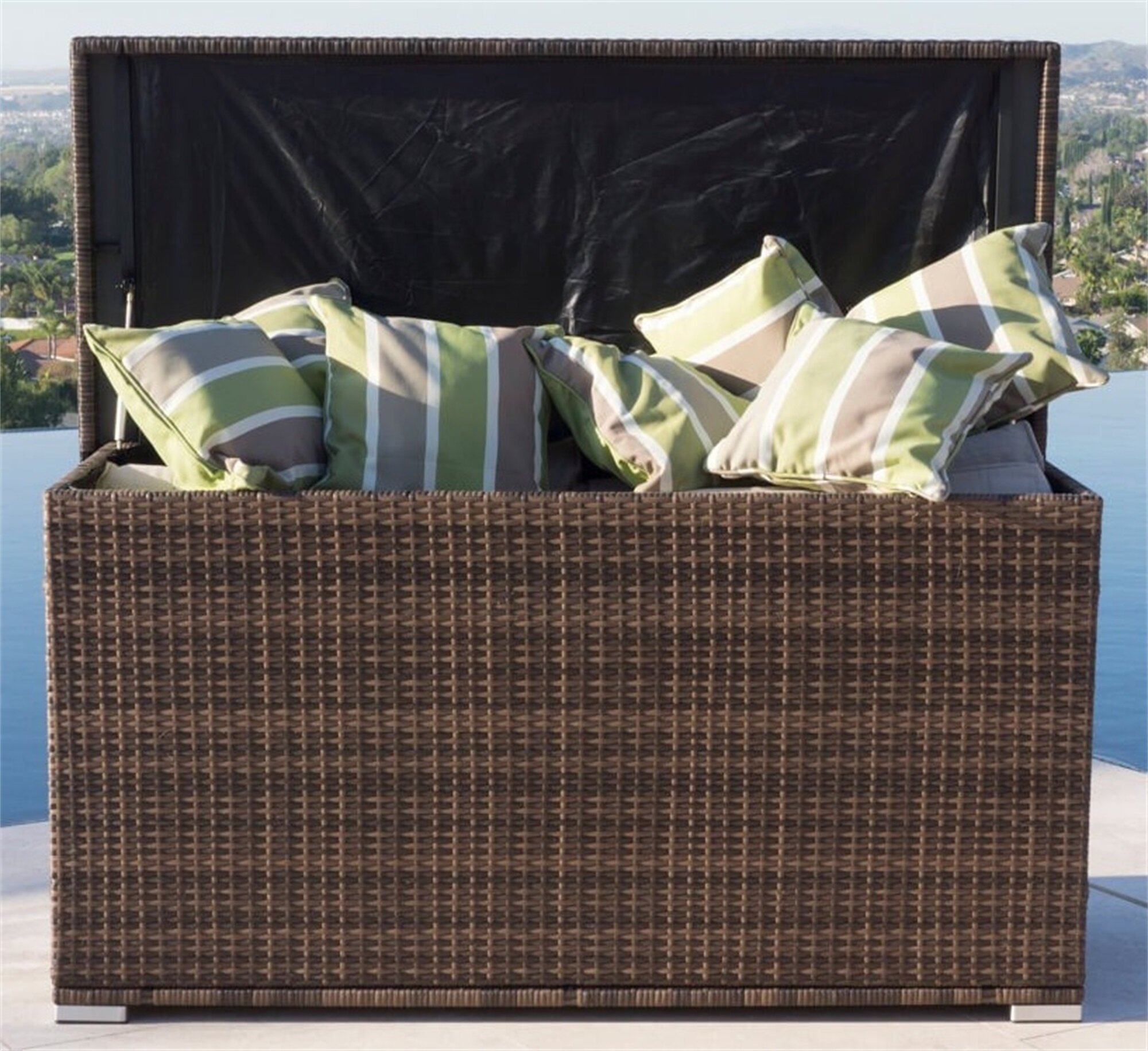 20 Gallon Deck Box Patio Wicker Storage White Furniture Seat Outdoor Indoor Garden Yard Resin Basket Container & eBook 
