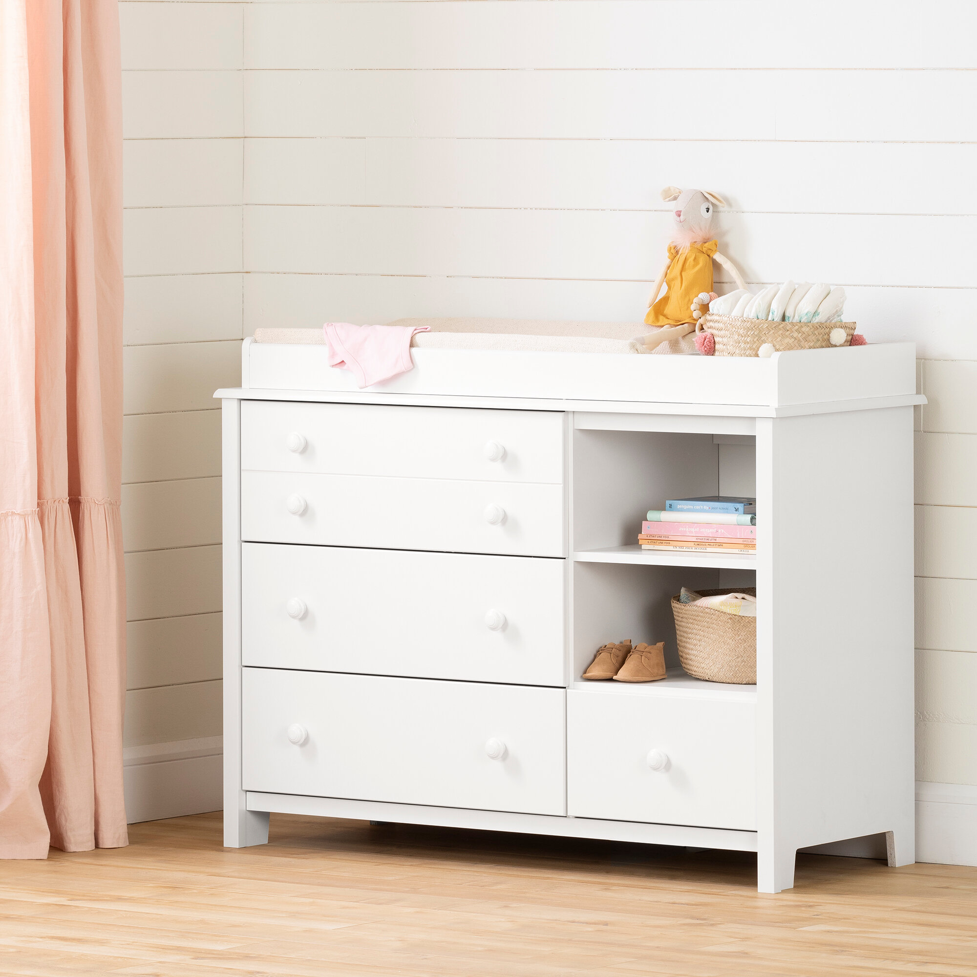 bookshelf changing table combo