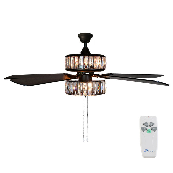 52 Njie Caged Crystal 5 Blade Ceiling Fan Light Kit Included