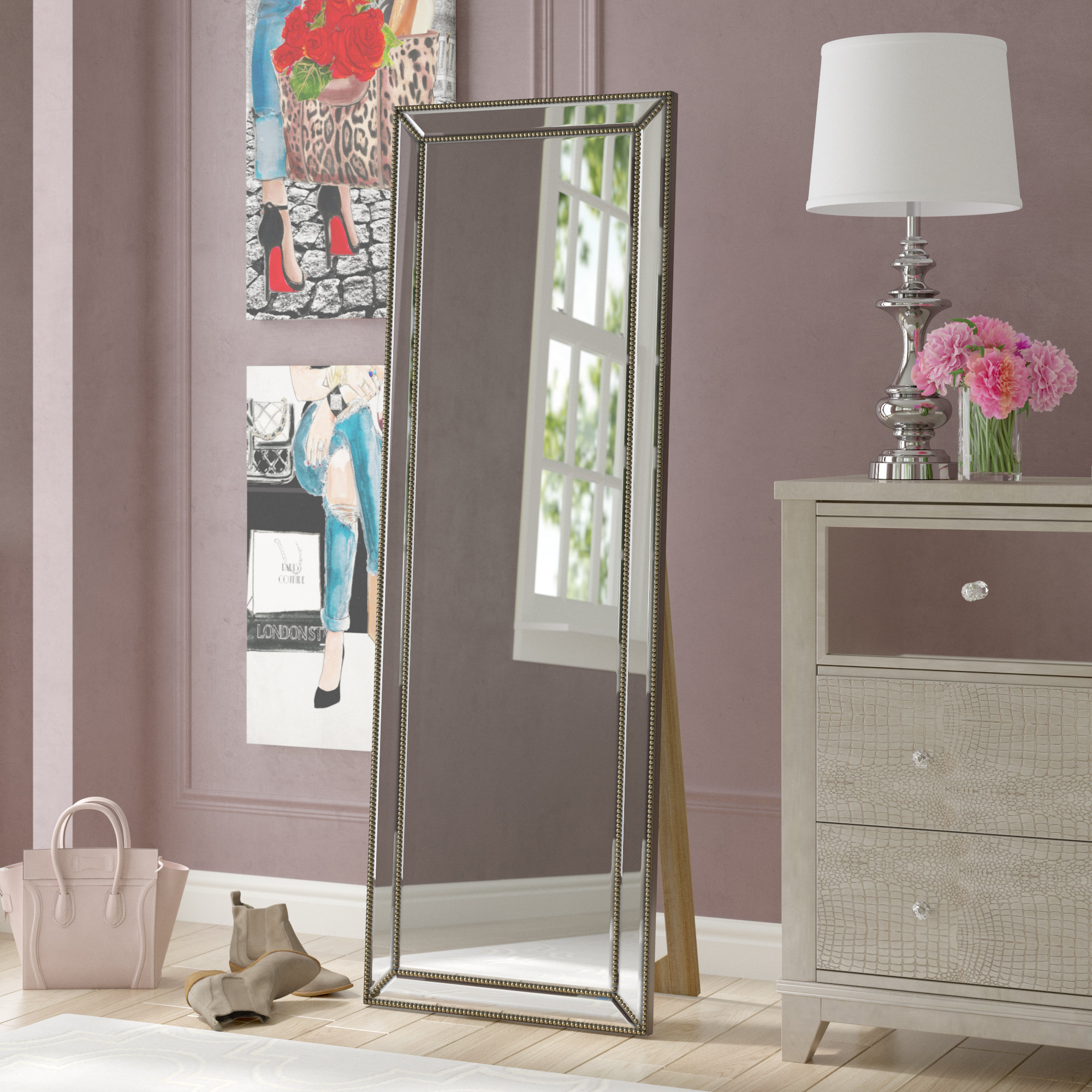 Willa Arlo Interiors Hyeon Floor Traditional Full Length Mirror Traditional Full Length Mirror