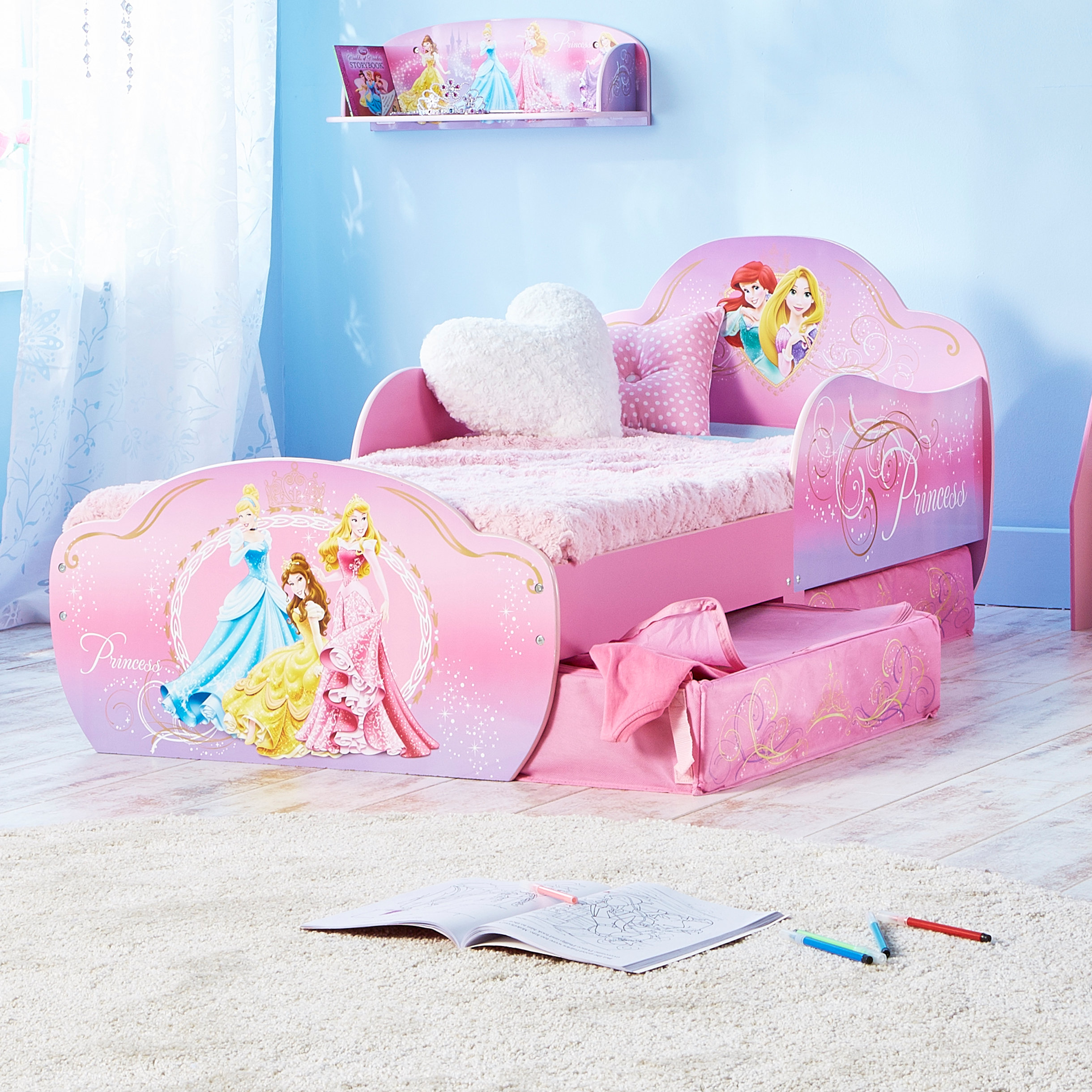 Disney Princess Convertible Toddler Bed With Drawers Wayfair Co Uk