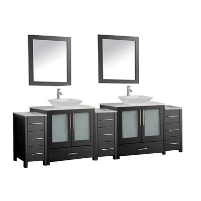 Powley 84 Double Sink Bathroom Vanity Set With Mirror Orren Ellis Powley 84 Double Sink Bathroom Vanity