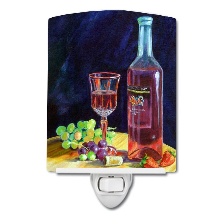 /"Caroline/'s Treasures Red Wine Bottle and Glass Ceramic Night Light 6x4 Mul...