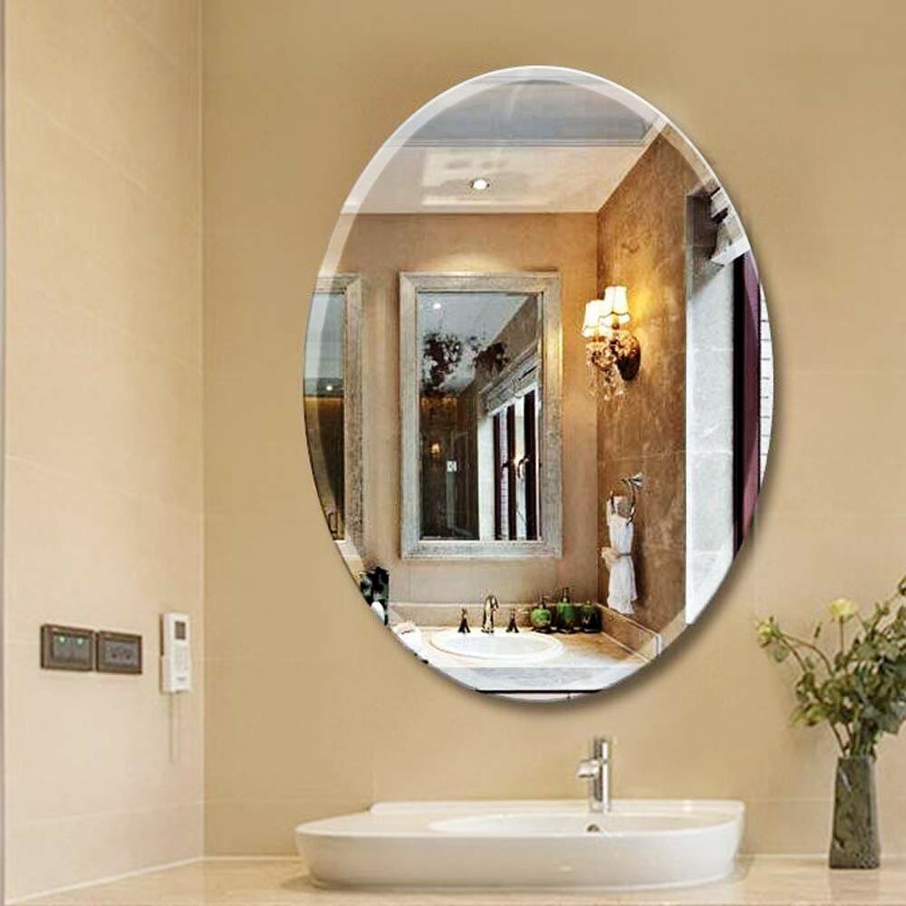 frameless beveled vanity mirror