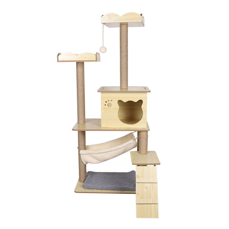 natural wood cat tree