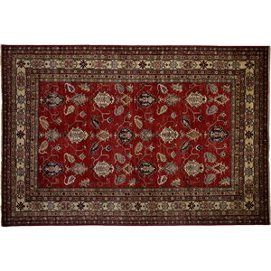 One-of-a-Kind Kazak Hand-Knotted Red Area Rug