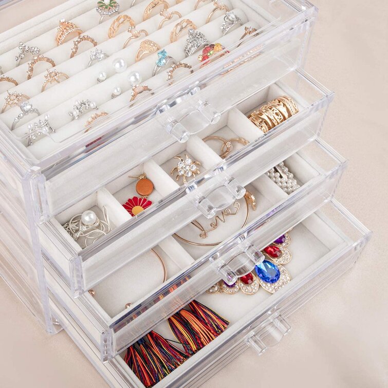 10x Jewelry Box Clear Acrylic Crystal Ring Earrings Boxes Display Organizer Case