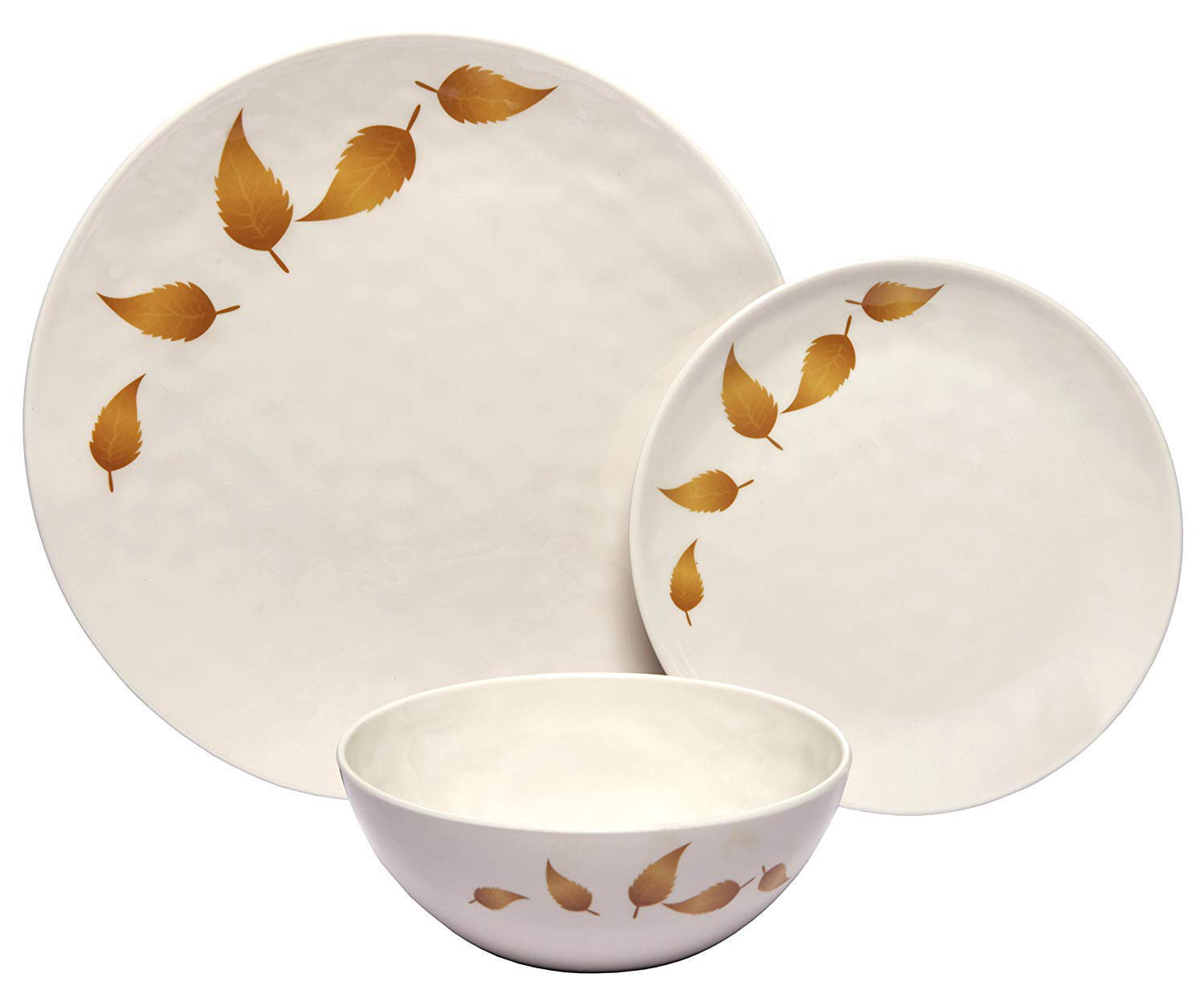 Shatter-Proof and Chip-Resistant Melamine Dinner Plates Ruby Compass Melamine 612409792037 Gold Leaves Collection Melange 6-Piece 100% Melamine Dinner Plate Set 