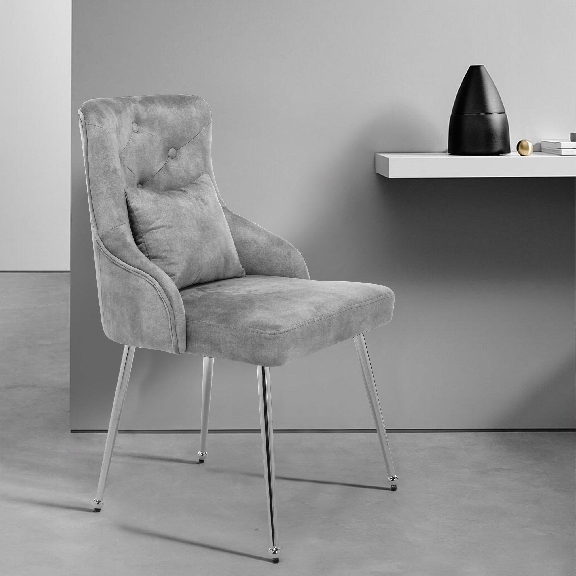 Mercer41 Dorsi Velvet Upholstered Button Tufted Modern Dining Chair Wayfair