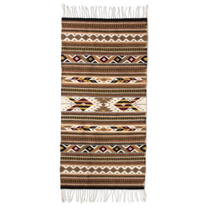Fair Trade Geometric  'Eyes of the Earth' Expertly Hand Woven Mexican Wool Home Decor Area Rug