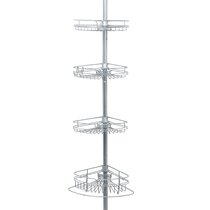 Polytherm Coated Silver Metaltex Reflex Hanging Shower Caddy 3-Tier 25 x 11 x 43-45 cm 