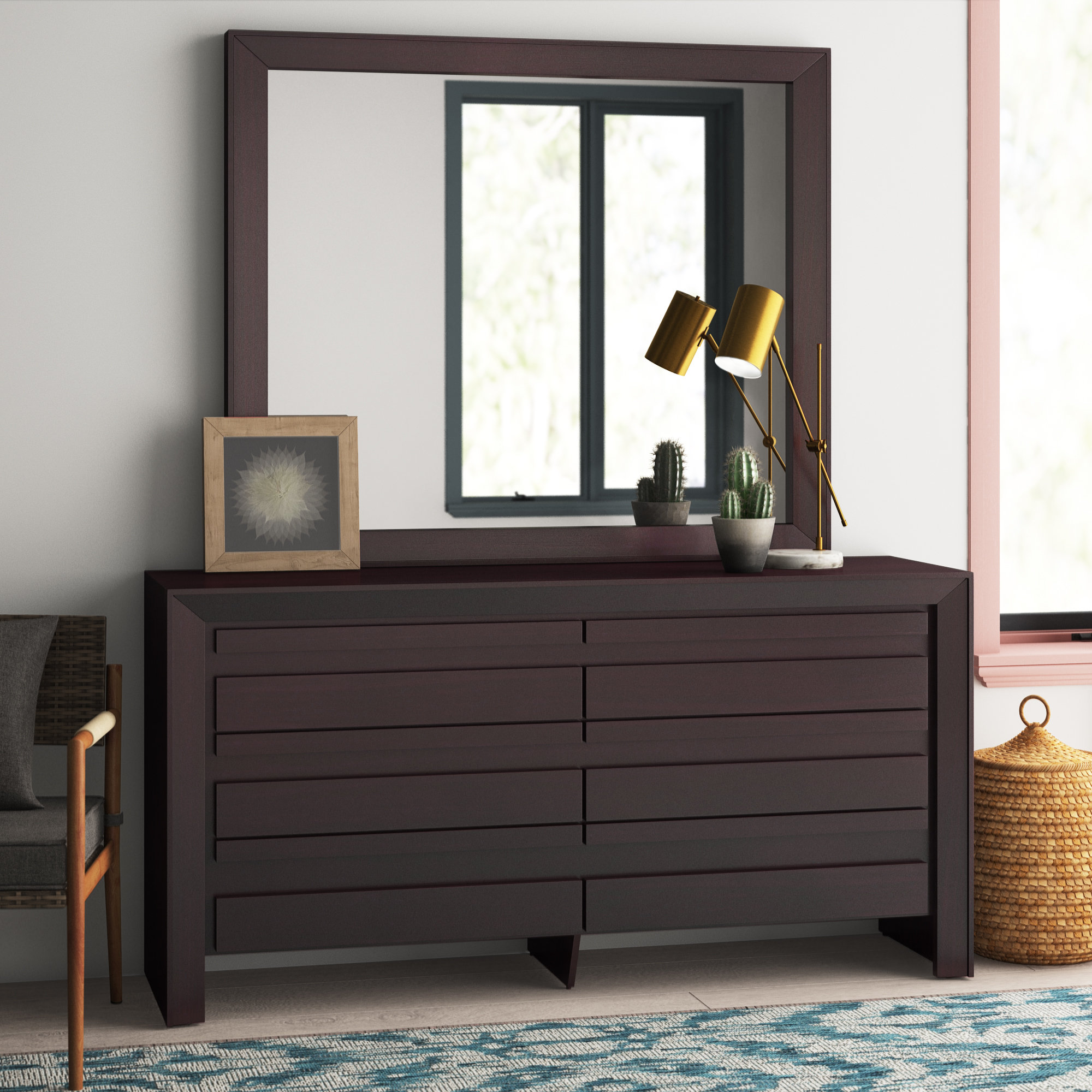 Mistana Aries 6 Drawer Double Dresser With Mirror Reviews Wayfair