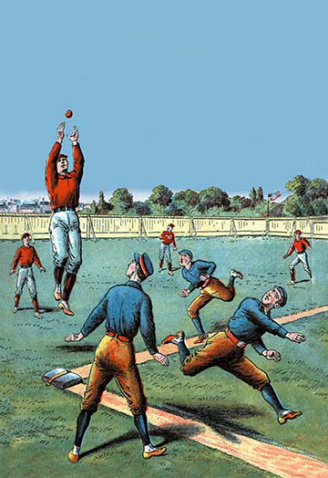 Buyenlarge Leaping Catch On The Baseball Diamond Painting Print