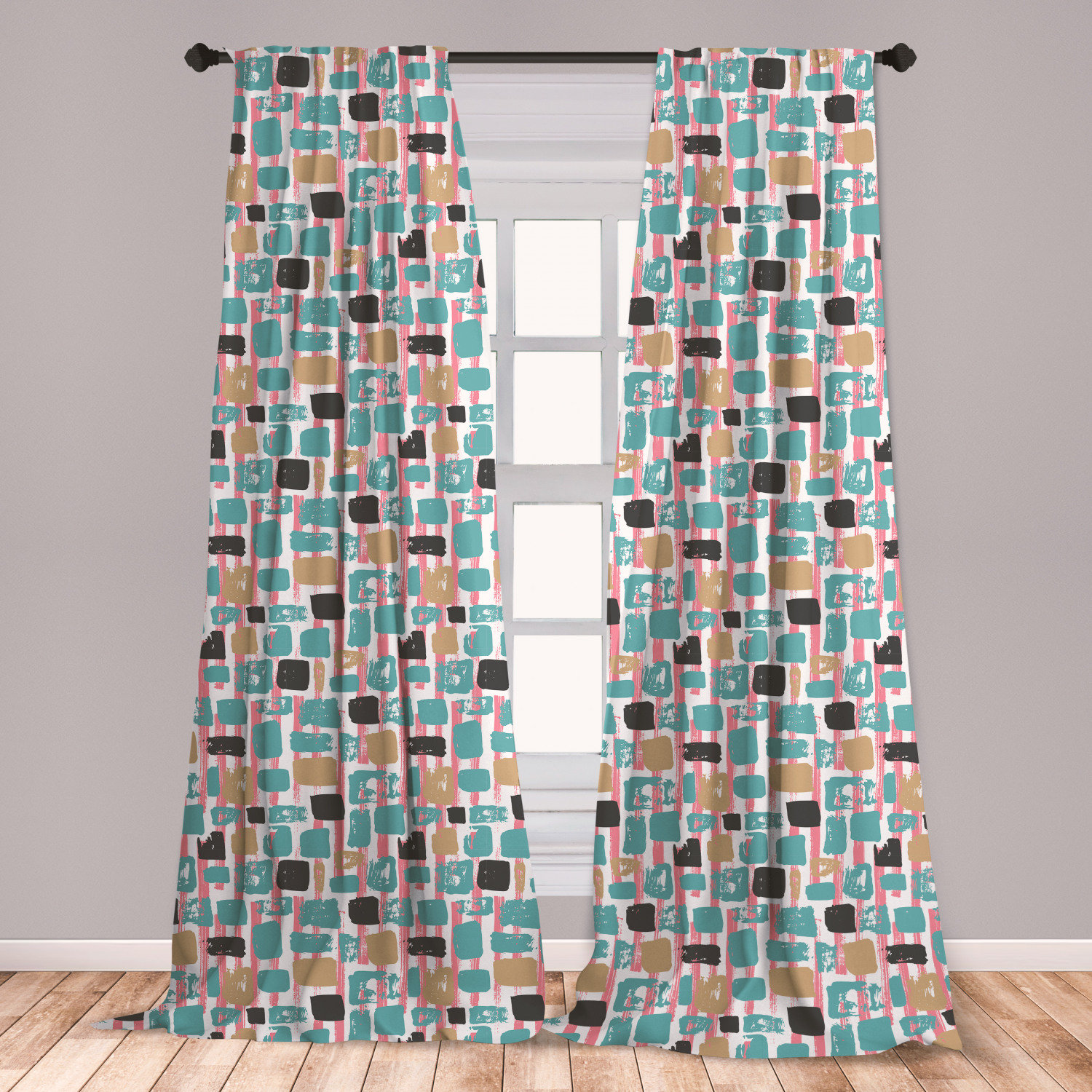 East Urban Home Ambesonne Geometric Window Curtains Grunge
