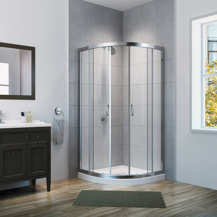 Mona 38 5 X 74 Round Sliding Shower Enclosure With Base Included