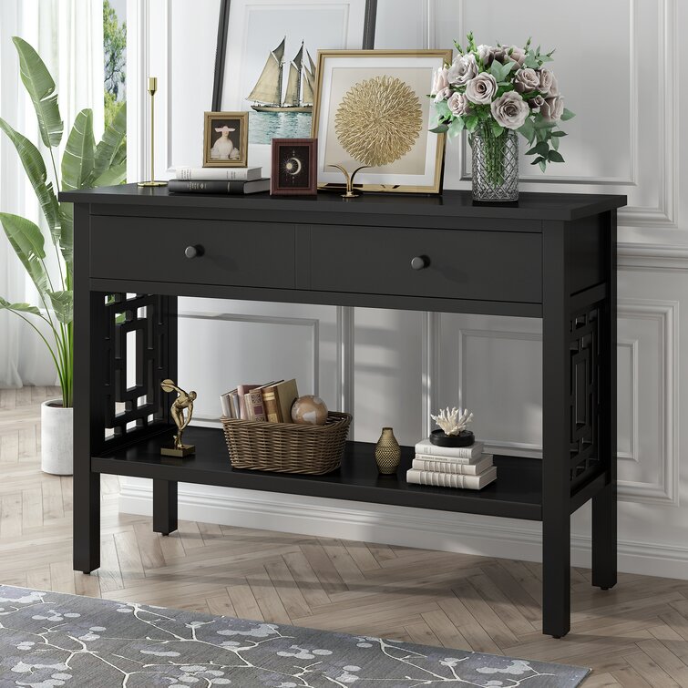 Details about   Sofa Side Console Table with Drawer and 2 Storage Shelves Home Accent Table 