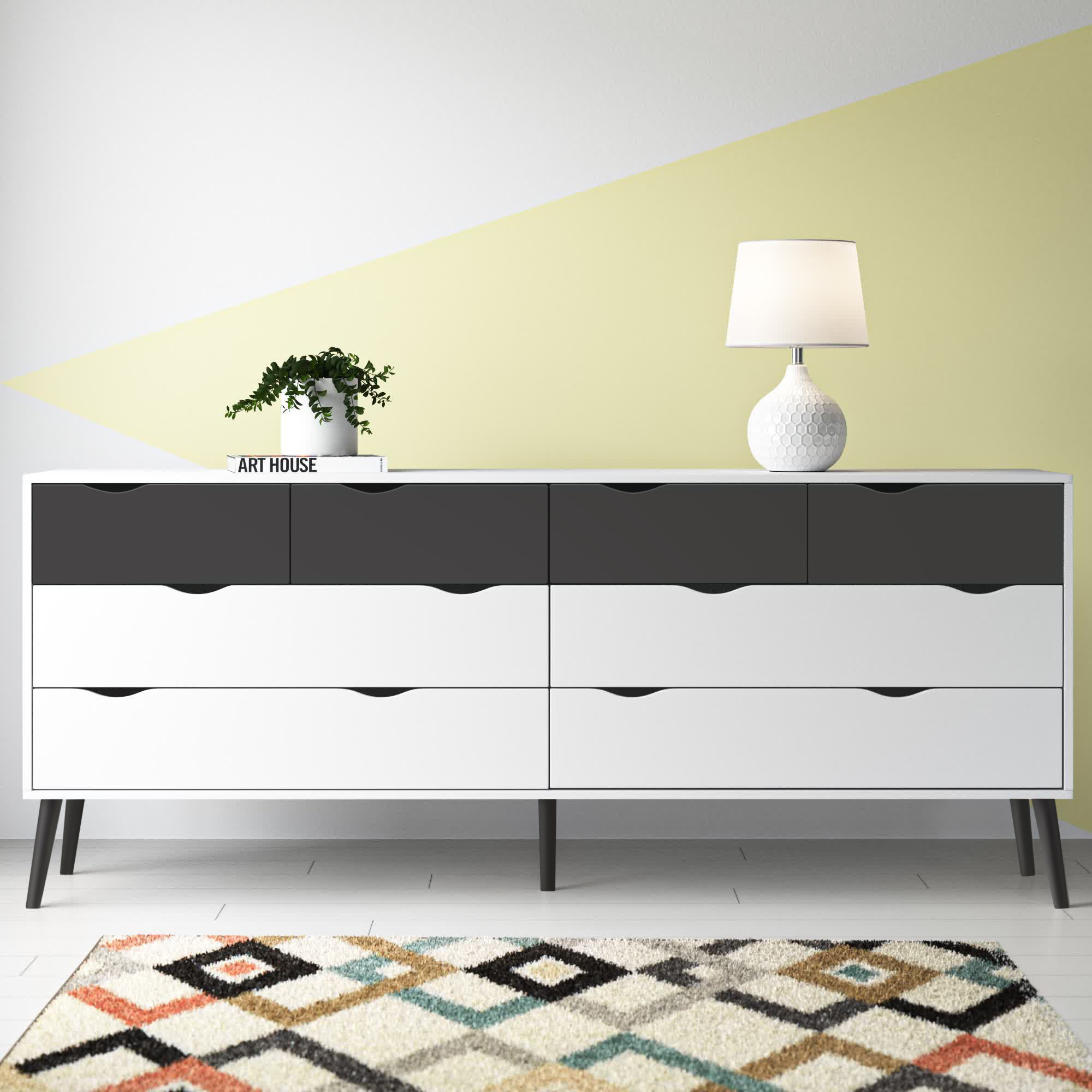Hashtag Home Dowler 8 Drawer 77.05'' W Double Dresser & Reviews Wayfair