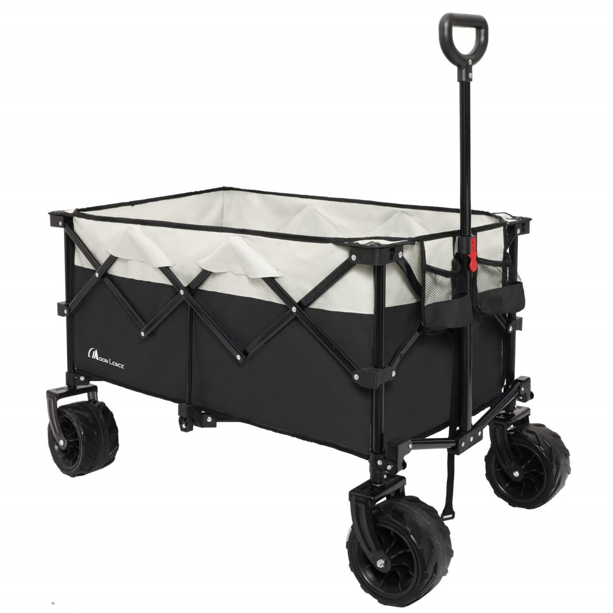 Folding Utility Beach Cart Collapsible Folding Outdoor Utility Wagon Wide Wheels 