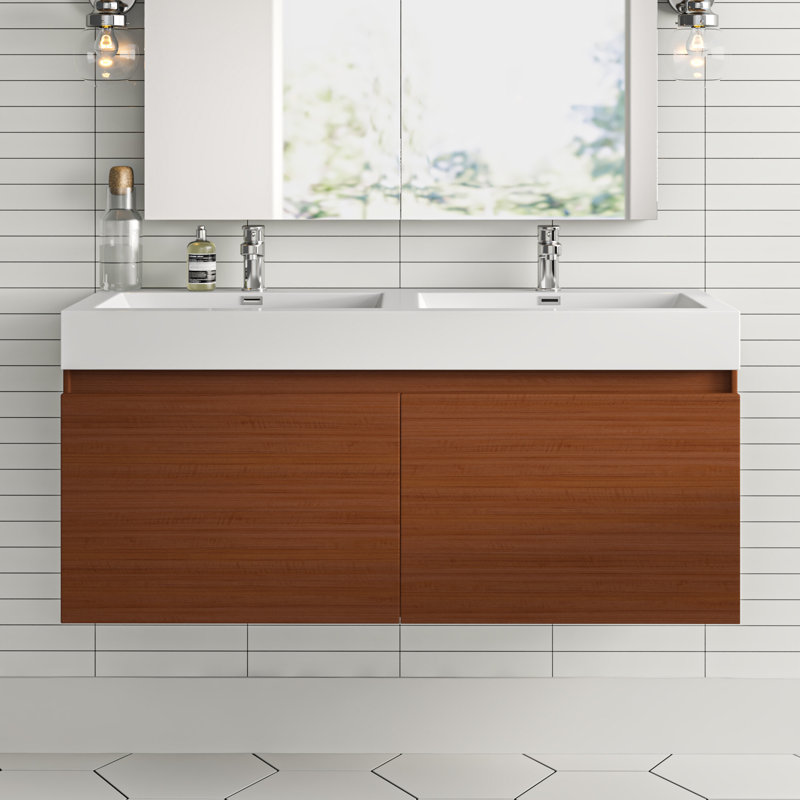 Senza Mezzo 48'' Wall-Mounted Double Bathroom Vanity Set ...