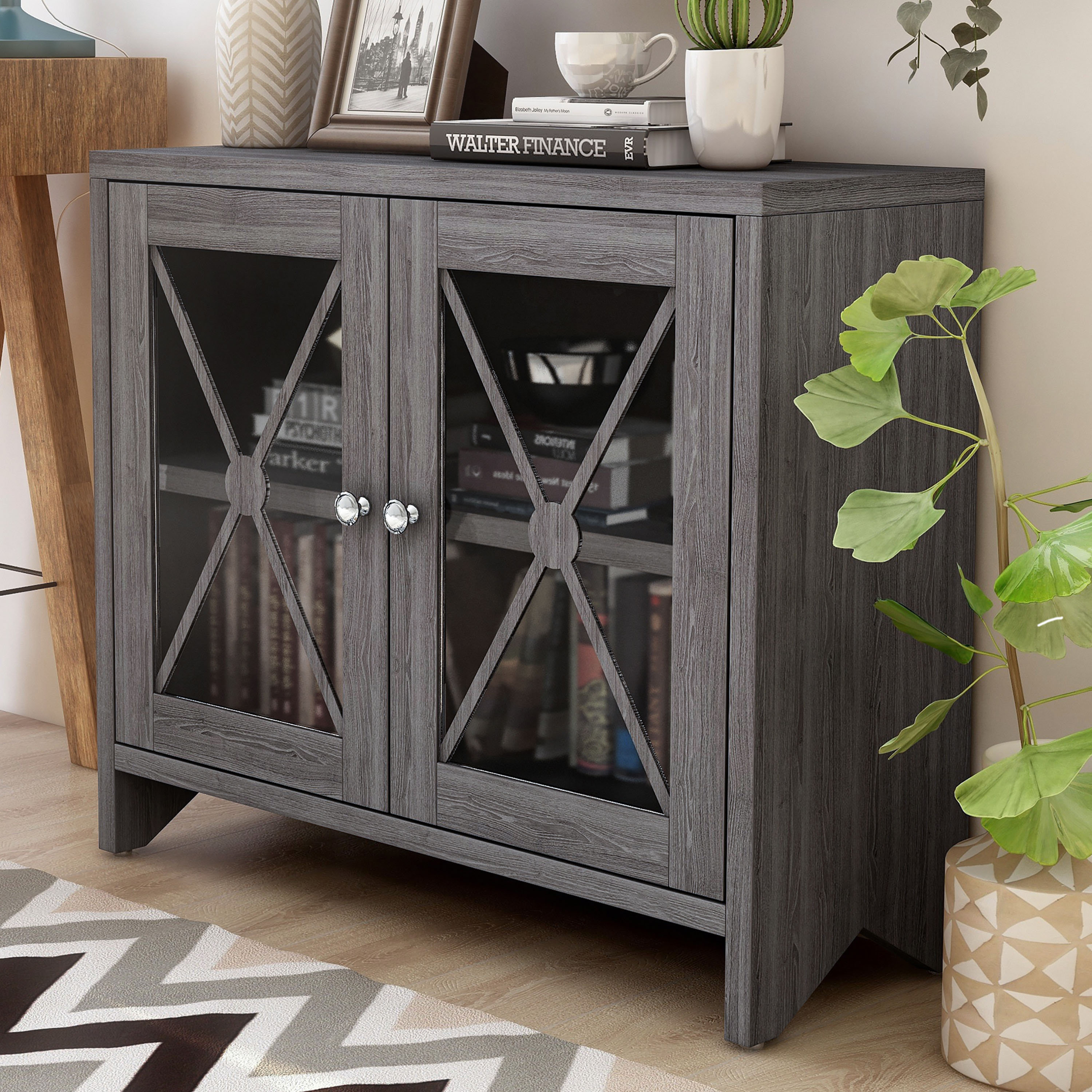 August Grove® Oli 26.5'' Tall 2 - Door Accent Cabinet & Reviews | Wayfair