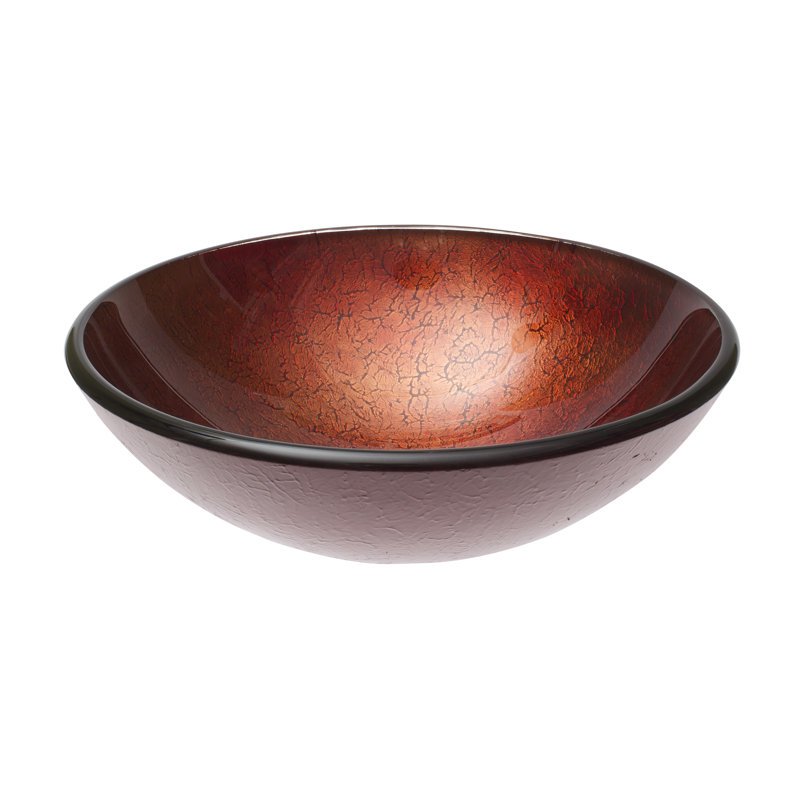 BW-0666 Zinfandel Crackle Glass Circular Vessel Bathroom Sink