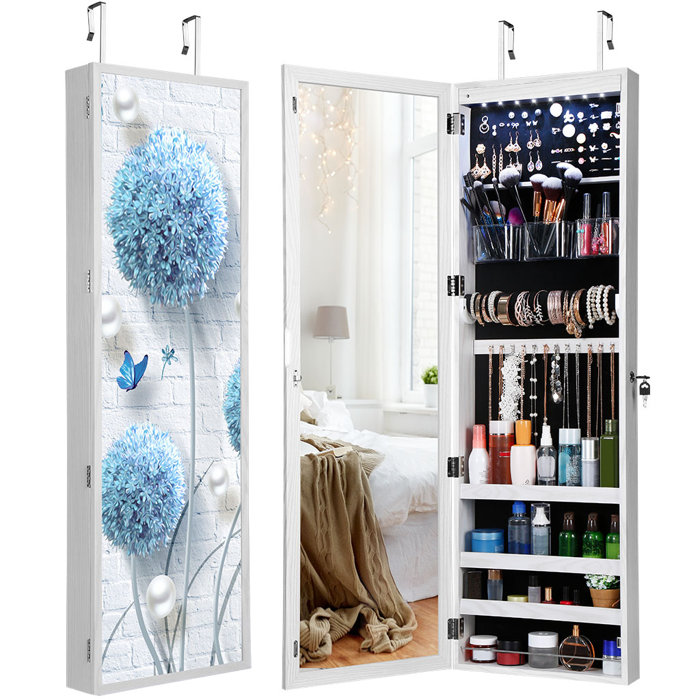 Langria Jewellery Cabinet With Full Length Mirror And Stunning 3d