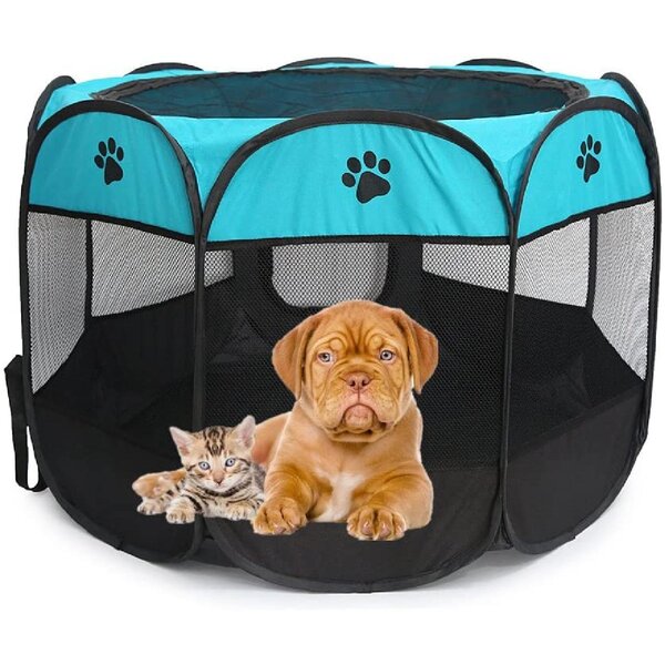 45'' Pet Dog Cat Playpen Tent Portable Outdoor Enclosure Fence Kennel Cage Crate