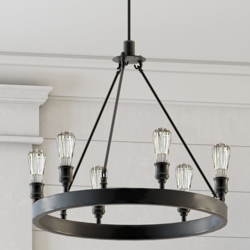 Mara 6 Light Wagon Wheel Chandelier Mara 6 Light Wagon Wheel Chandelier