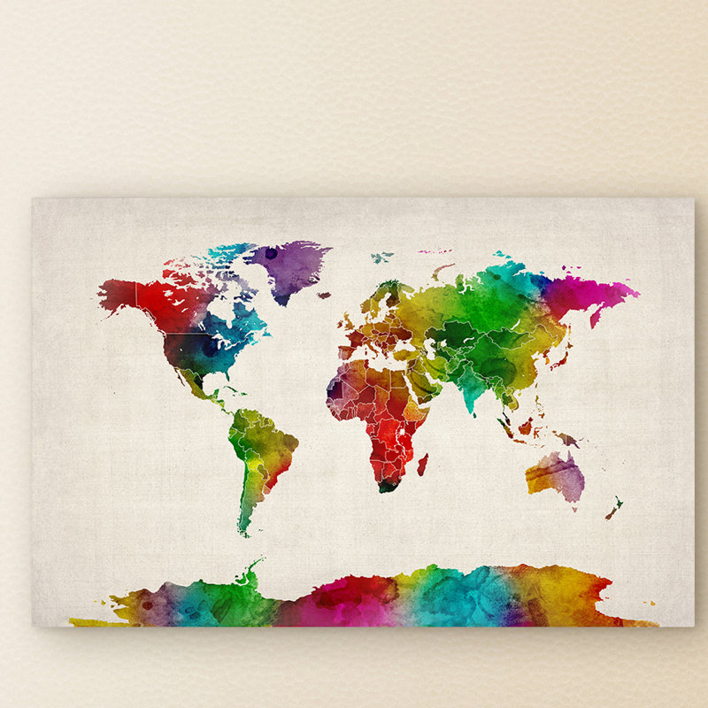 Zoomie Kids World Map Ii Watercolor Painting Print On Canvas