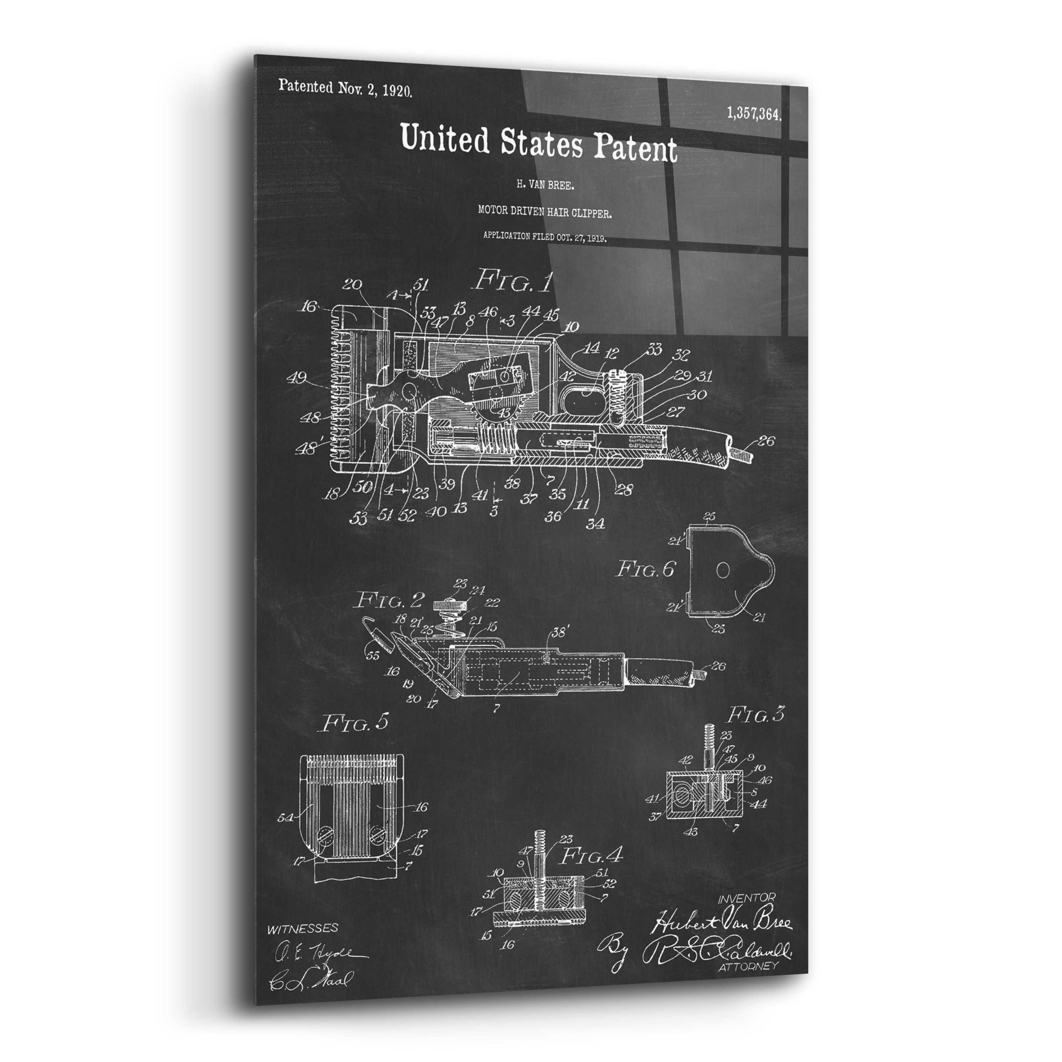 17 Stories Motor Hair Clipper Blueprint Patent Chalkboard - Graphic Art ...