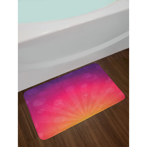 East Urban Home Ambesonne Orange And Pink Bath Mat By Ombre East Urban Home Ambesonne Orange And Pink Bath Mat By Ombre Inspired Background With Diffe Colors Circles Banners Plush Bathroom Decor