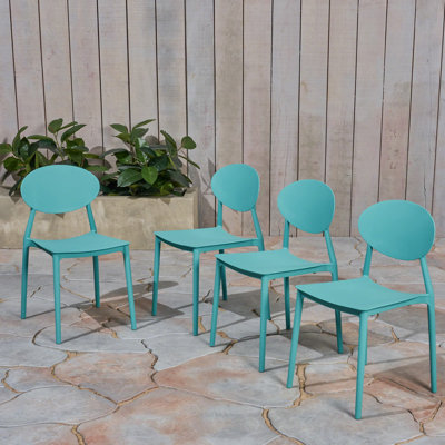 Belford Stacking Patio Dining Chair Ebern Designs Color Teal Patio Dining Chair Ebern Designs Color Teal