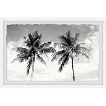 East Urban Home Black Palm Leaves Picture Frame Print On Paper