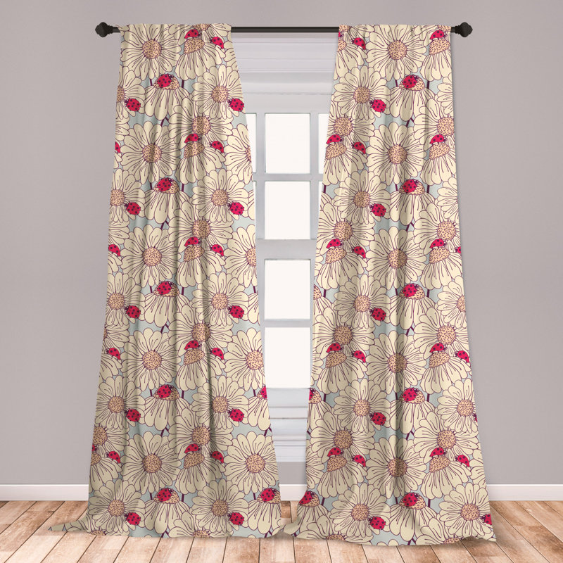 East Urban Home Ladybug Floral Room Darkening Rod Pocket Curtain Panels Wayfair
