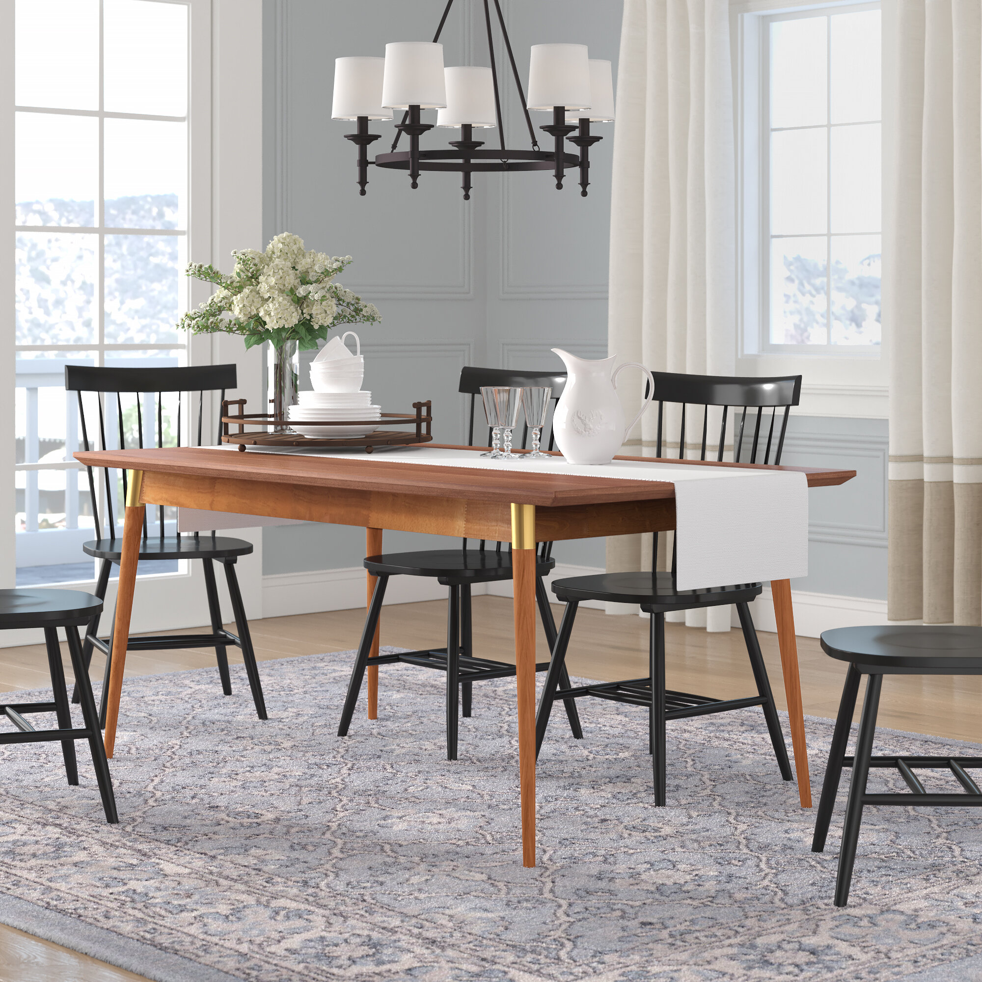 Allmodern Meridian 69'' Walnut Solid Wood Dining Table & Reviews 