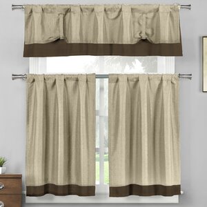 Francis 3 Piece Linen Kitchen Curtain Set