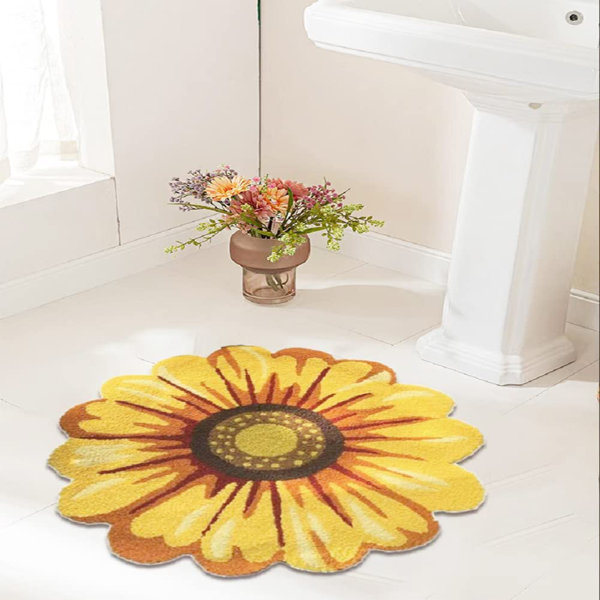 Sunflower Rug Yellow Flower Floor Mat Modern Rustic Carpet Handmade Rug 