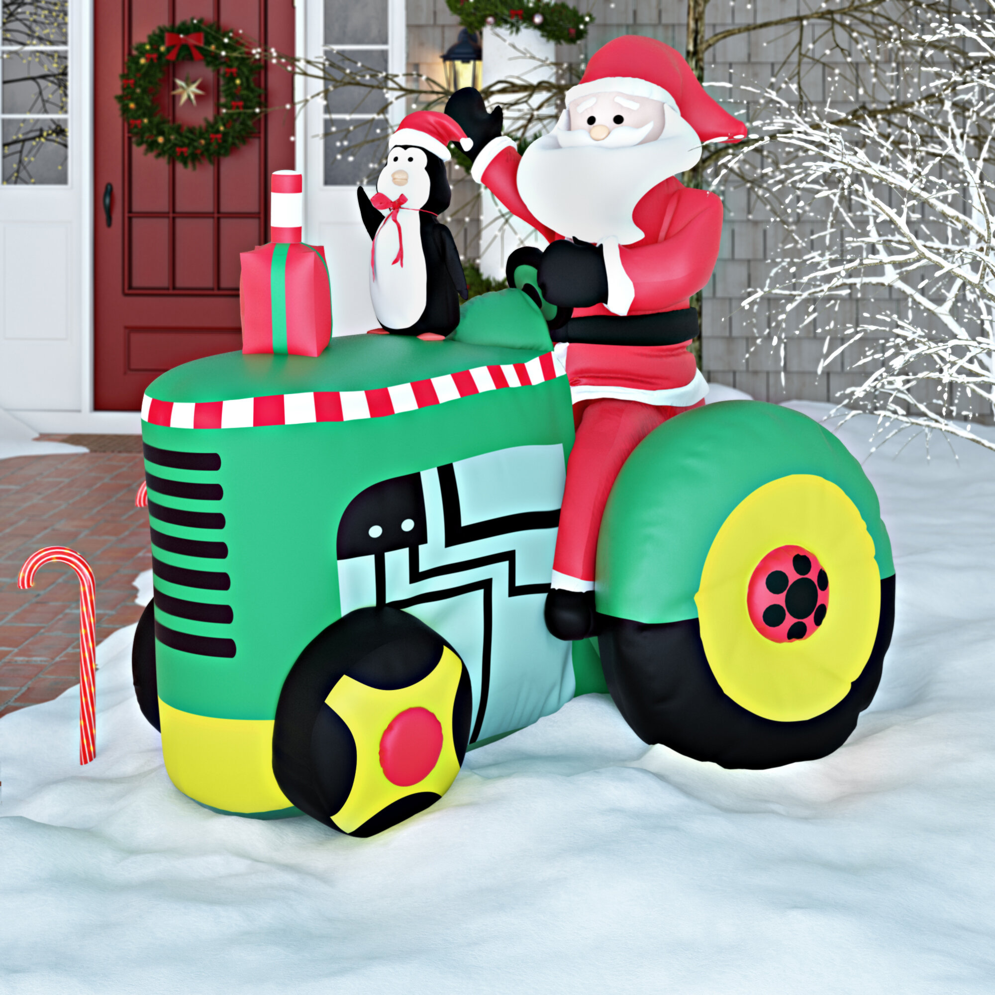 Three Posts Santa on Tractor Christmas Decoration & Reviews