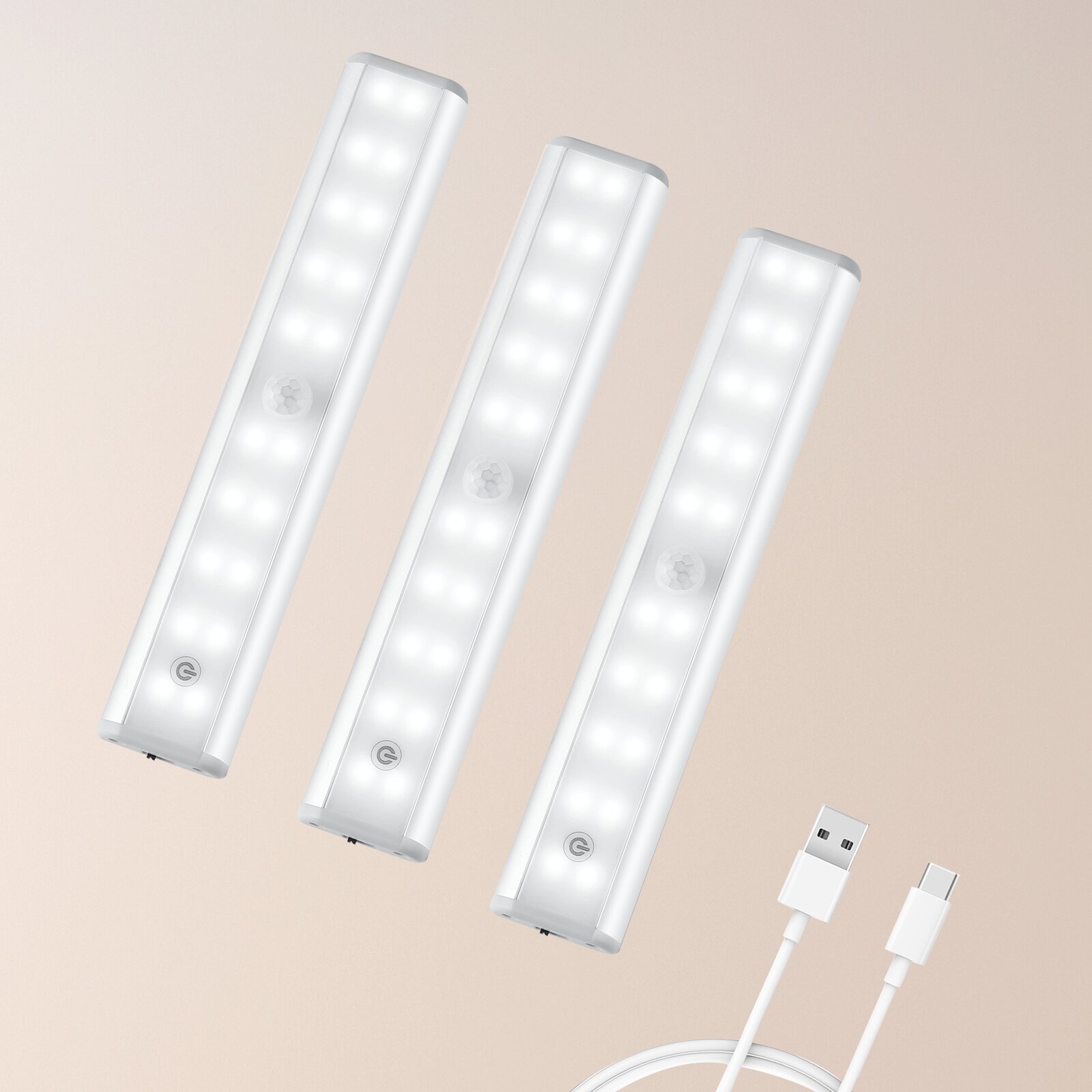 Dimmable 3 Color Temperature, LED Under Cabinet Lighting Bar Built-in Magnets 