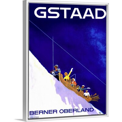 Gstaad, Berner Oberland, Vintage Poster, by Alex W. Diggelmann Alex W. Diggelmann Floater Frame Print on Canvas Trinx Format: White Framed, Size: 42