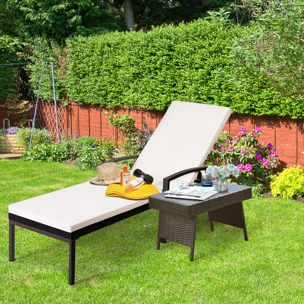 Latitude Run Adjustable Rattan Chaise Recliner Lounge Chair Patio Outdoor W Cushion Wayfair Ca