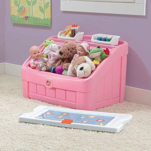 2 in 1 toy box and art lid