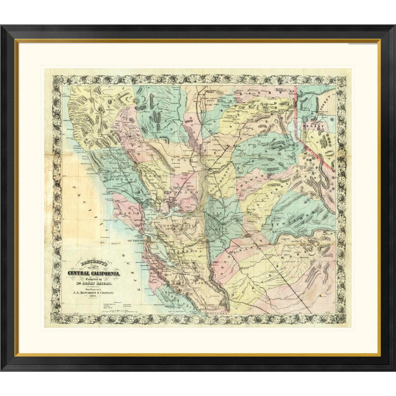 Global Gallery New Map Of Central California 1871 By A L