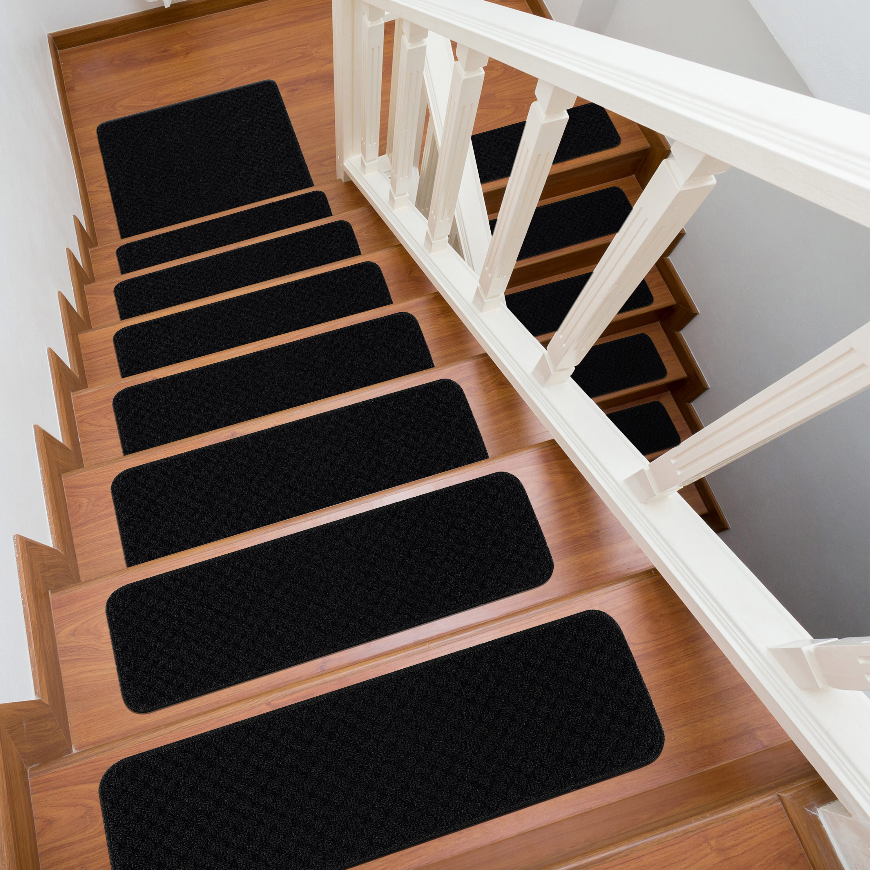 Stair Treads Set Indoor Wood Floors Non Skid Slip Carpet Rugs Pads Grey/Brown 