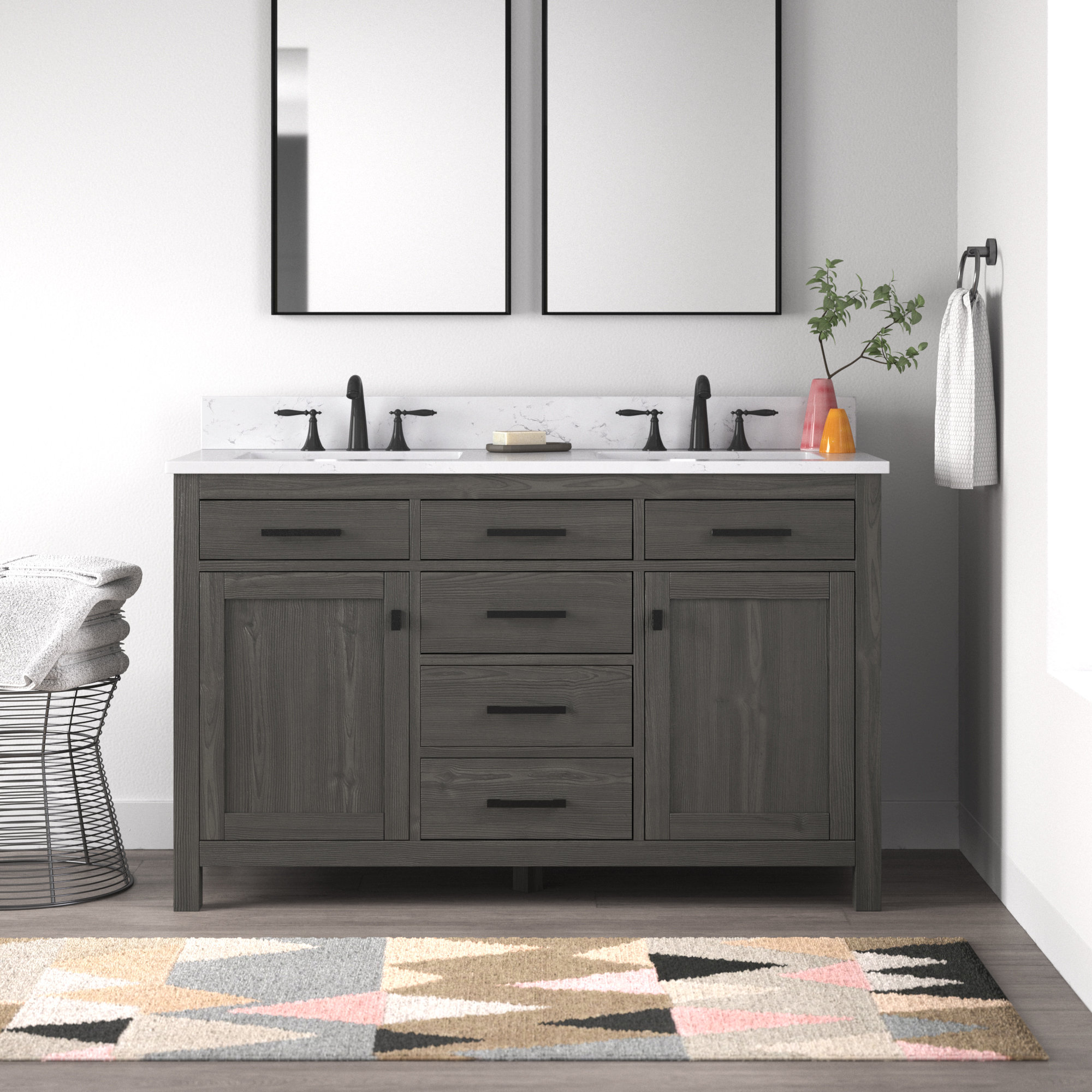 Mercury Row® Atencio 54'' Freestanding Double Bathroom Vanity with