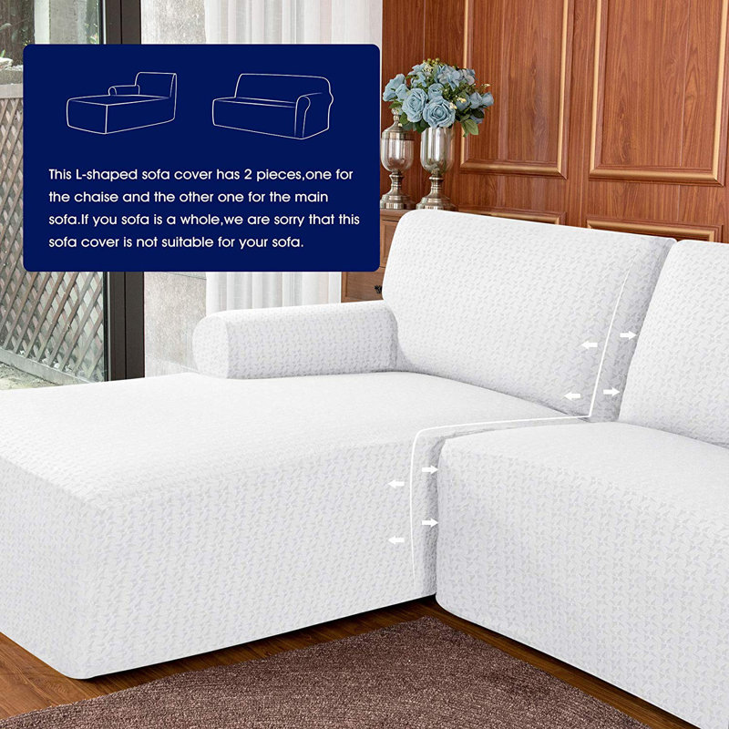 Laude Run 2 Pieces L Shaped Box Cushion Sofa Slipcover Wayfair L Shaped Box Cushion Sofa Slipcover